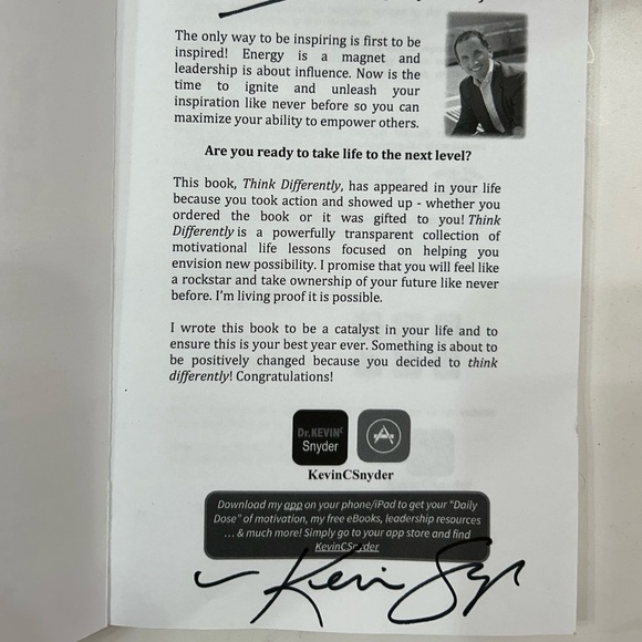 Think Differently Paperback Book By Kevin Snyder SIGNED. - Picture 3 of 5